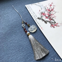 Original handmade antique chalcedony jadeite tassel fan pendant