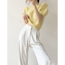HICECI Pendant Smooth and Thin Broadlegged Pants Spring Summer New Products High Waist Trousers Casual Pants Women 100 hitch