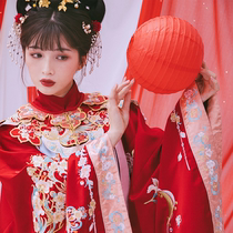 Peach blossom order hui plume ni Phoenix] original chuang ming system collar gown yun jian makeup flowers ma mian qun picked Hanfu female spring and summer
