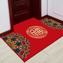  Floor mat carpet doormat entry door household shoe shine entry door Chinese blessing New Years festive non-slip mat cutting customization