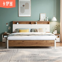 Lins wood industry Simple modern small apartment storage bed double bed Solid wood 1 5 meters furniture set combination CP1A
