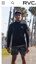 rvca sport Semi - zip speed dry sleeve shirt multifabric splicing more breathable stealth zipper pocket