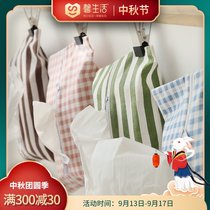 Japanese cotton linen fabric tissue bag paper bag car hanging tissue bag toilet home hanging paper towel cover