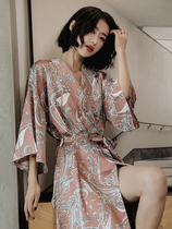 Sandro Modda silk Sexy sleeping robe womens summer season long style ice silk Advanced sensation bathrobes lavish sleeping dress