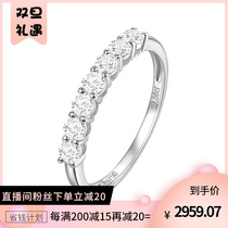 Seven diamond ring row ring row Diamond female 18K rose gold real diamond stack wearing couple wedding wedding ring ring ring