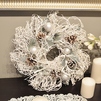 Candlelight Dinner SwanLace Beautiful Silver White Pinecone Nordic Christmas Decoration Window Candlestick Hanging Garland