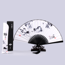 Ancient wind ink folding fan male Chinese wind retro Han clothes portable flow Su children small fan day-style folding fan-fan