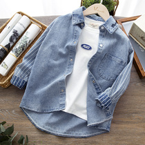  Boys denim shirt 2021 new top Childrens childrens clothing jacket spring and autumn clothes long-sleeved shirt autumn