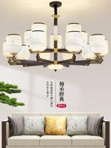 All copper chandelier new Chinese living room lamp 2021 new modern simple Villa Jade atmospheric restaurant lamps