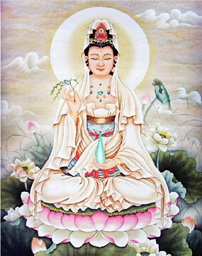 精准印花最新款客厅大画 正品dmc十字绣 佛教观音菩萨坐莲观音