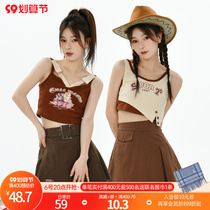 Original Mori female tribe sweet and spicy wind fried street retro American vest suspender belt outside wearing sleeveless top camping style summer model