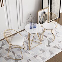 Nordic balcony small table and chair Three-piece set of simple small round table creative leisure one table two chairs Marble table and chair combination