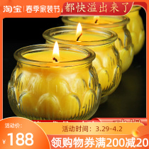 24 hours flat mouth lotus crisp oil lamp home light office for lamp smoke-free festive cooking tea candle yellow long bright light
