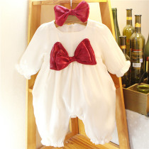  2021 autumn baby new super western style climbing clothes female baby long-sleeved one-piece clothes newborn Korean dress