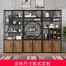 New Chinese office iron partition shelf floor decoration screen simple bookshelf restaurant entrance display cabinet