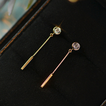 Street light light eyebrows gold earrings diamond tassel women 18K gold earrings high-grade long earrings earrings
