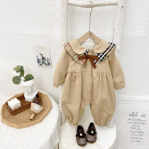 Baby autumn clothes ins Korean newborn baby long-sleeved one-piece clothes out windbreaker bag fart climb suit foreign atmosphere