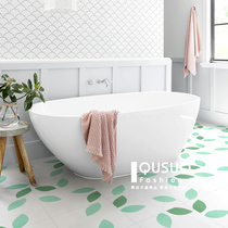 Fun house green leaf small tile ins Nordic bathroom toilet flower tile kitchen wall tile 300X300