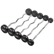 Fixed rubber-coated barbell set fitness household barbell curved rod 1 2 meters weightlifting fitness equipment squat counterweight
