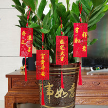 Housewarming room decoration Fortune tree Plant bonsai pendant Flocking Blessing lantern Chinese Knot Pendant New Year Decoration