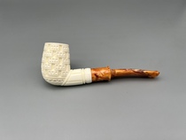 Turkish master F YAVUZ Fernan Yavuz new carved flower basket meerschaum pipe K273