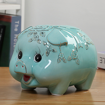 Household adult piggy bank Ceramic piggy bank Creative adult banknote piggy bank Large girl piggy bank for children