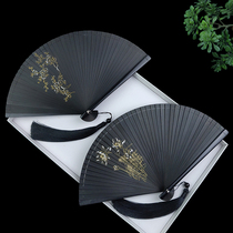 Full bamboo fan folding fan Chinese style womens ancient style tassel small portable classical Hanfu cheongsam folding fan