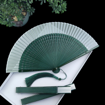Fan Folding Fan China Wind Female Style Summer Carry-on Portable Folding Hanfu Qipao Gufeng Pure Color Blank Genuine Silk Fan