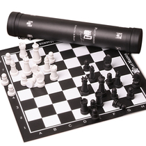 New Staunton chess black and white chess pieces adult high-end leather chess board childrens student chess chess