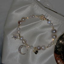 -- MoonCasino - Moon Night gambling original custom natural pearl 14k gold gentle bracelet