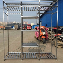  Stainless steel simple large wardrobe thickened and thickened steel pipe large wardrobe double assembled steel frame Oxford fabric aluminum alloy