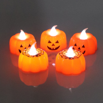 Halloween party decoration led electronic Candle Pumpkin lamp atmosphere pumpkin ornament lamp flat Pumpkin yellow flash lamp