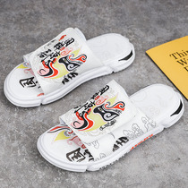 Boomer slippers men comfortable and thick bottom anti-slip heightening for a casual 100 ride of the country Tide Magic Sticker Individuality Beach Shoes