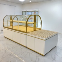 Bakery bread display cabinet curved titanium-plated stainless steel Nakajima cabinet cake bakery shop custom commercial bread rack