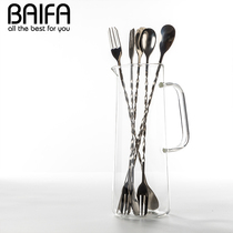 Household stainless steel double-headed long handle hand-held stirring rod coffee milk powder juice mixing spoon Kitchen cute long spoon