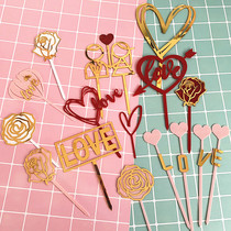 Baking Cake Decoration Valentines Day Rose Acrylic Inserts Romantic Couple Wedding Love Costume plugin