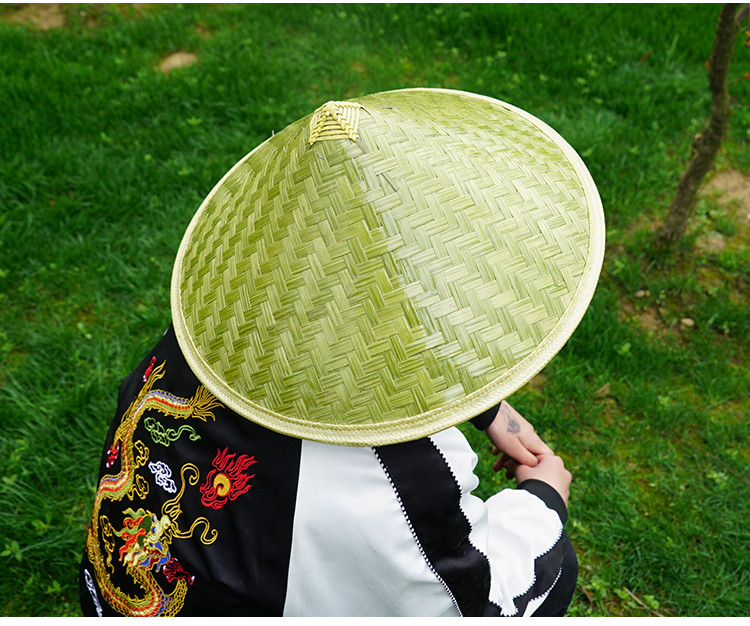 竹帽子の準備ができて、防雨竹帽子純粋な手作り竹ステージ麦わら帽子パフォーマンス帽子