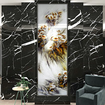 Custom modern European carved tempered art glass living room entrance entrance TV decorative background wall calla lily