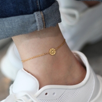 2021 new 18K gold anklet womens high-grade sense of simplicity cold wind niche net red sen line foot ornaments do not fade