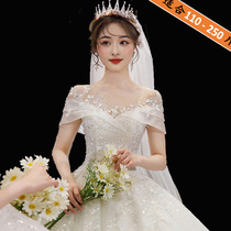Large size wedding dress 200kg plus fat increase 2021 new fat mm bride pregnant women main yarn high temperament go out yarn
