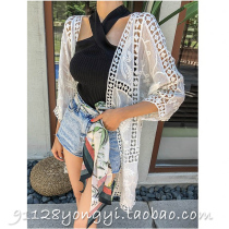Seaside Holiday Long Joker Sunscreen Clothes Thin Cardigan Jacket Bikini Swimsuit Outside Beach Blouse Womens Summer