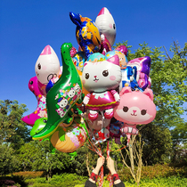 Floating aluminum film balloon filled with helium aluminum film cartoon childrens toys stalls push the rope can fly balloons