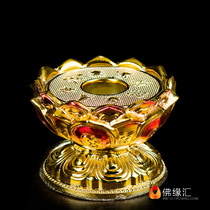 Buddhist supplies Buddhist tools Tantric supplies Rotary cylinder base Alloy gold-plated hand-turned rotary wheel Lotus base ornaments