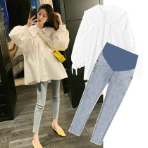 Pregnant women autumn suit fashion out 2021 New Net red dress coat spring and autumn shirt two-piece set