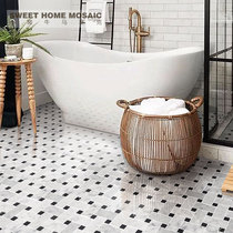  Marble mosaic background wall tiles Balcony Kitchen Bathroom Black and white woven pattern floor tiles Bathroom tiles