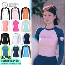 BARREL South Korea Qiao Xinxia Korean version of fluorescent jellyfish elastic slim sunscreen quick-drying sports long sleeve T-shirt female