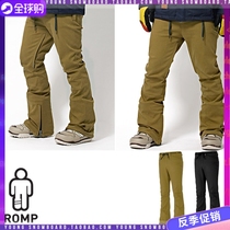 South Korea ROMP winter outdoor windproof Waterproof warm elastic double board veneer slim mens and womens ski pants