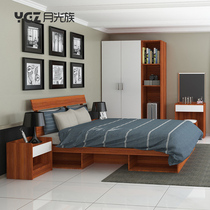 Modern minimalist board bed 1 5 1 8m storage bed rental furniture economical bedroom furniture set combination