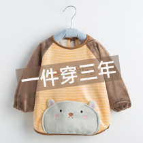 Baby gown children thick eating bibs boy anti-dressing Crystal velvet waterproof anti-dirty baby rice pocket autumn and winter