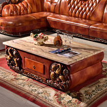 Amazing wooden marble coffee table TV cabinet combination European living room solid wood table 1 5 m 2 0 meters furniture
